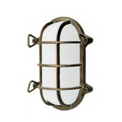 Accesorio ovalado para lámpara naútica Hook, latón antiguo, opalino