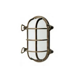 Accesorio ovalado para lámpara naútica Hook, latón antiguo, opalino