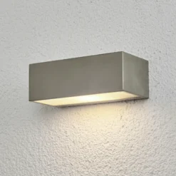 Aplicación de exterior Lindby «Leonora», 20 cm, angular, acero inoxidable