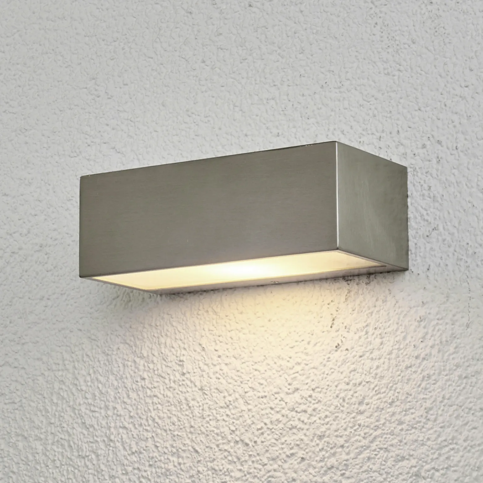 Aplicación de exterior Lindby «Leonora», 20 cm, angular, acero inoxidable