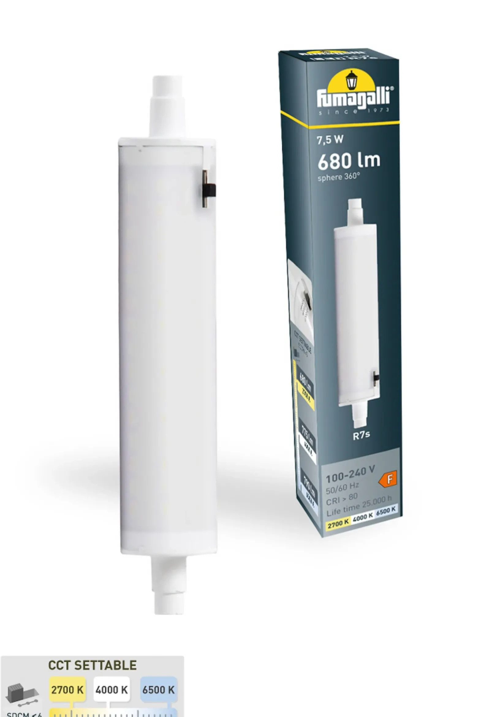 Aplique de exterior Abram negro/claro, 20 cm, R7S CCT, arriba/abajo