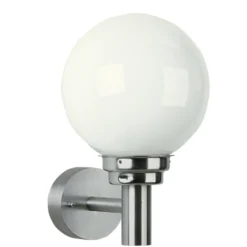 Aplique de exterior 155, acero inoxidable, cristal, esfera, Ø 20 cm