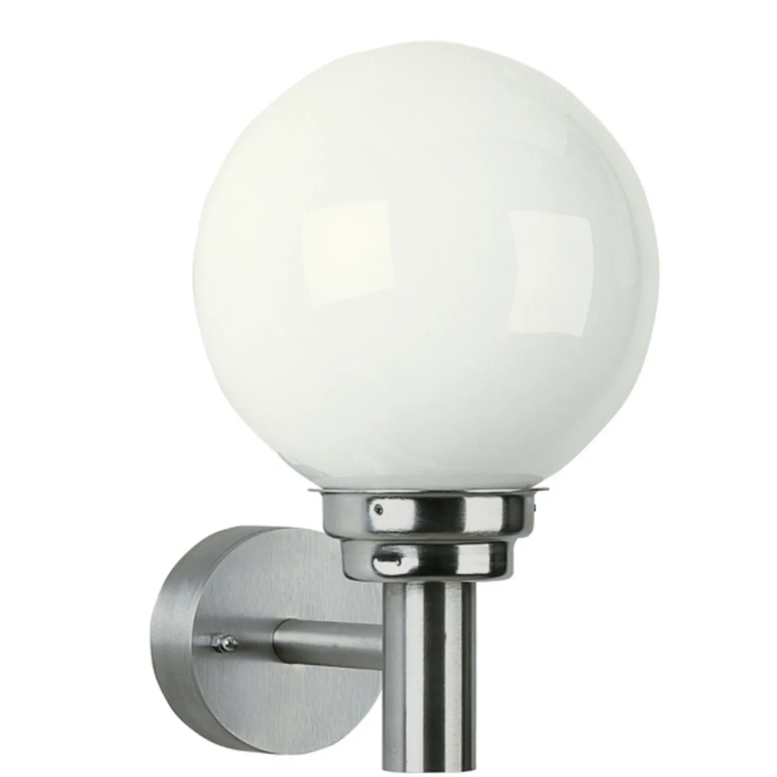 Aplique de exterior 155, acero inoxidable, cristal, esfera, Ø 20 cm