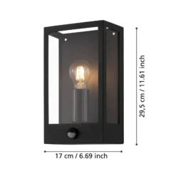 Aplique de exterior Alamonte con sensor, negro
