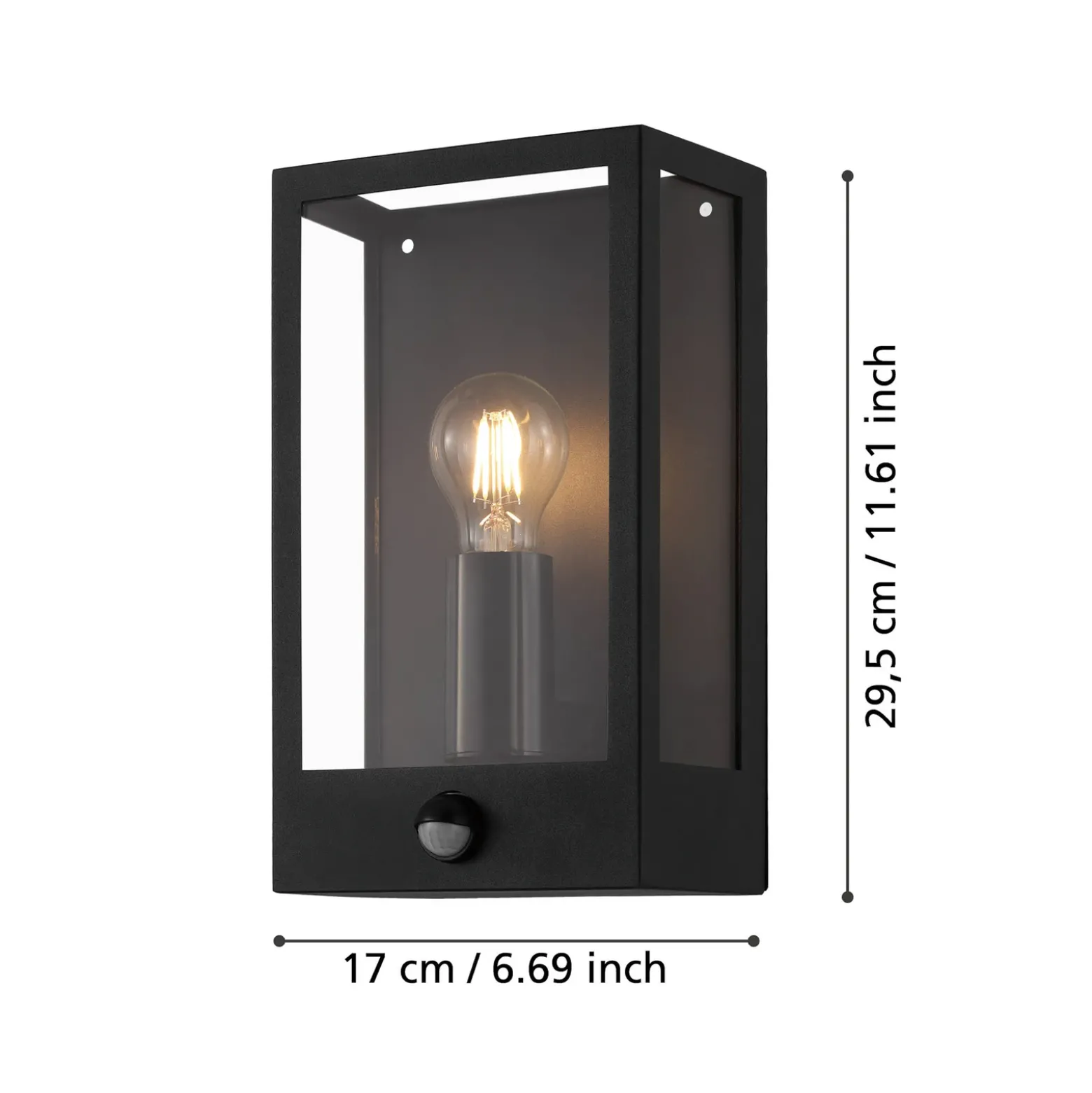 Aplique de exterior Alamonte con sensor, negro