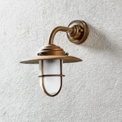 Aplique de exterior antiguo con rejilla, cristal esmerilado