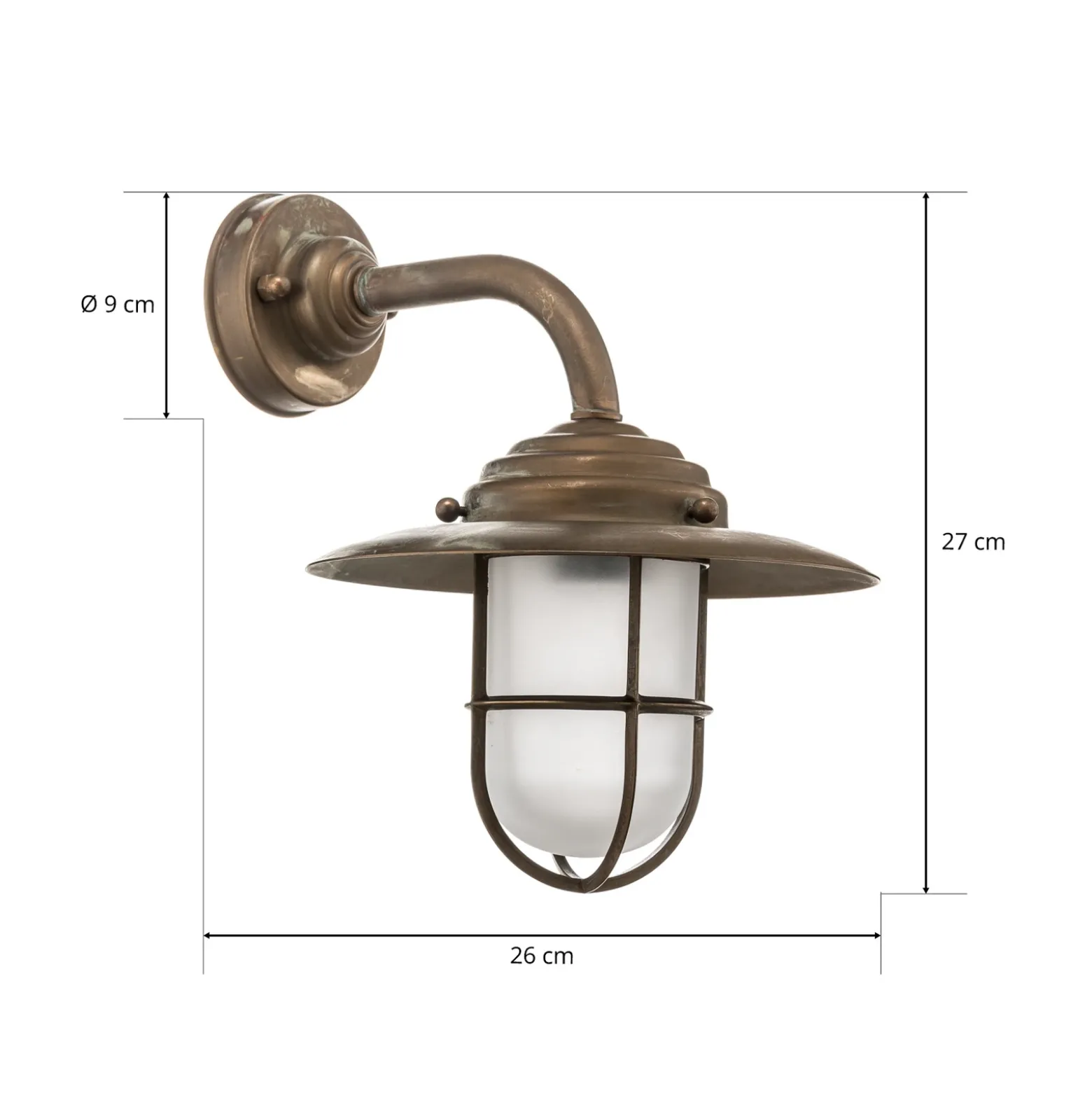 Aplique de exterior antiguo con rejilla, cristal esmerilado