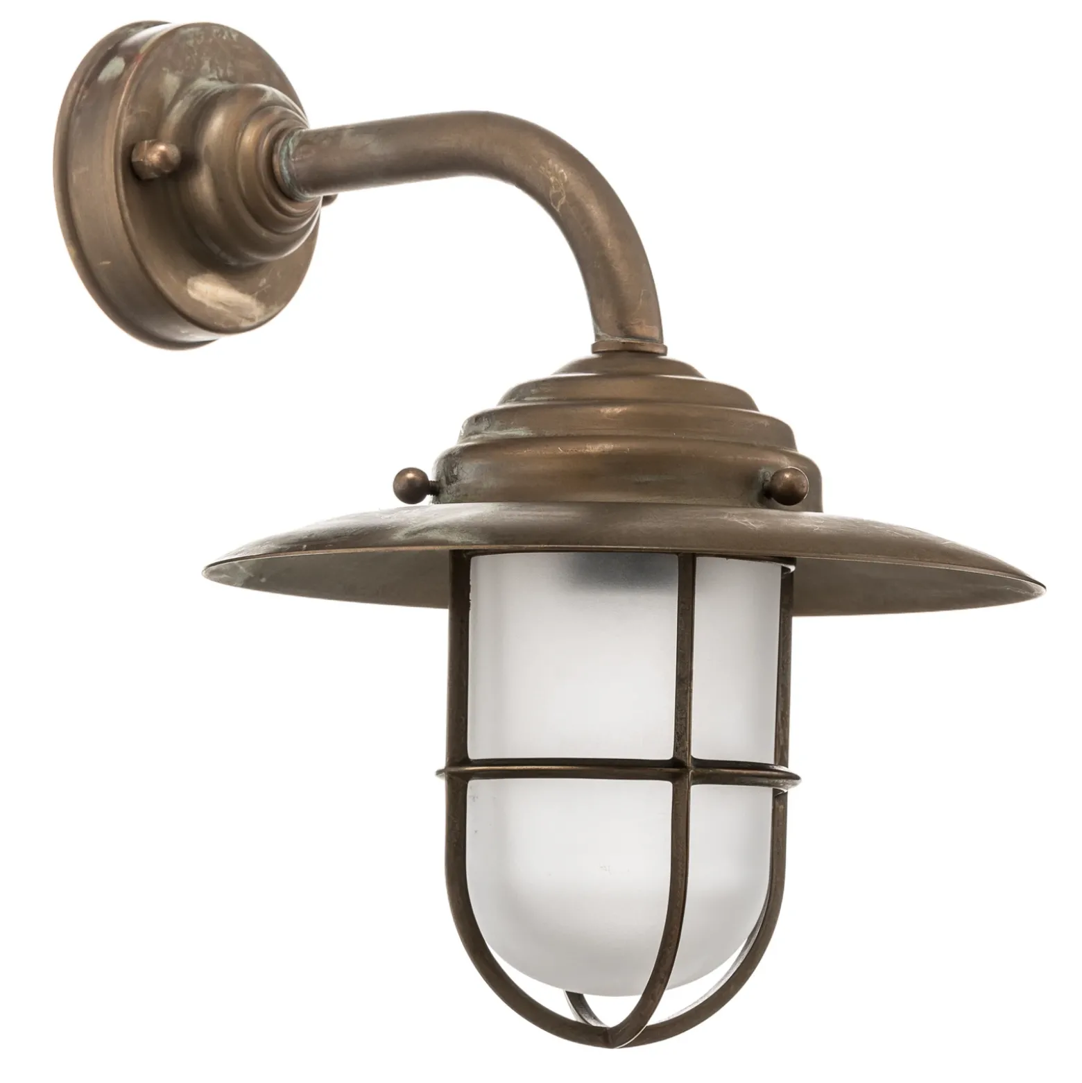 Aplique de exterior antiguo con rejilla, cristal esmerilado