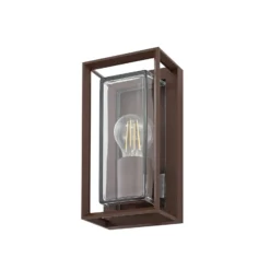 Aplique de exterior Arcchio Ismera, color óxido, IP65, cristal, E27