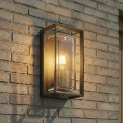 Aplique de exterior Arcchio Ismera, antracita/latón E27, IP65