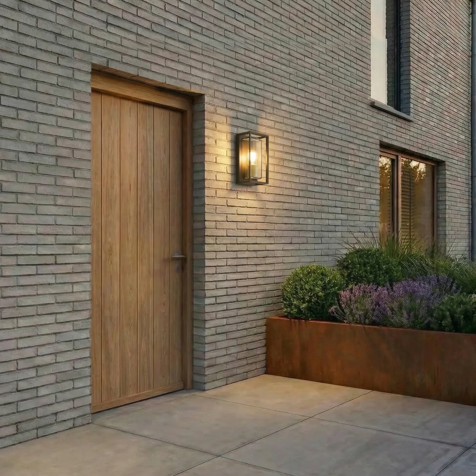 Aplique de exterior Arcchio Ismera, antracita/latón E27, IP65