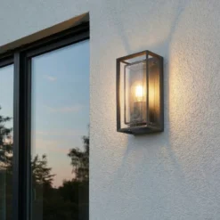 Aplique de exterior Arcchio Ismera, 25 cm, antracita, sensor