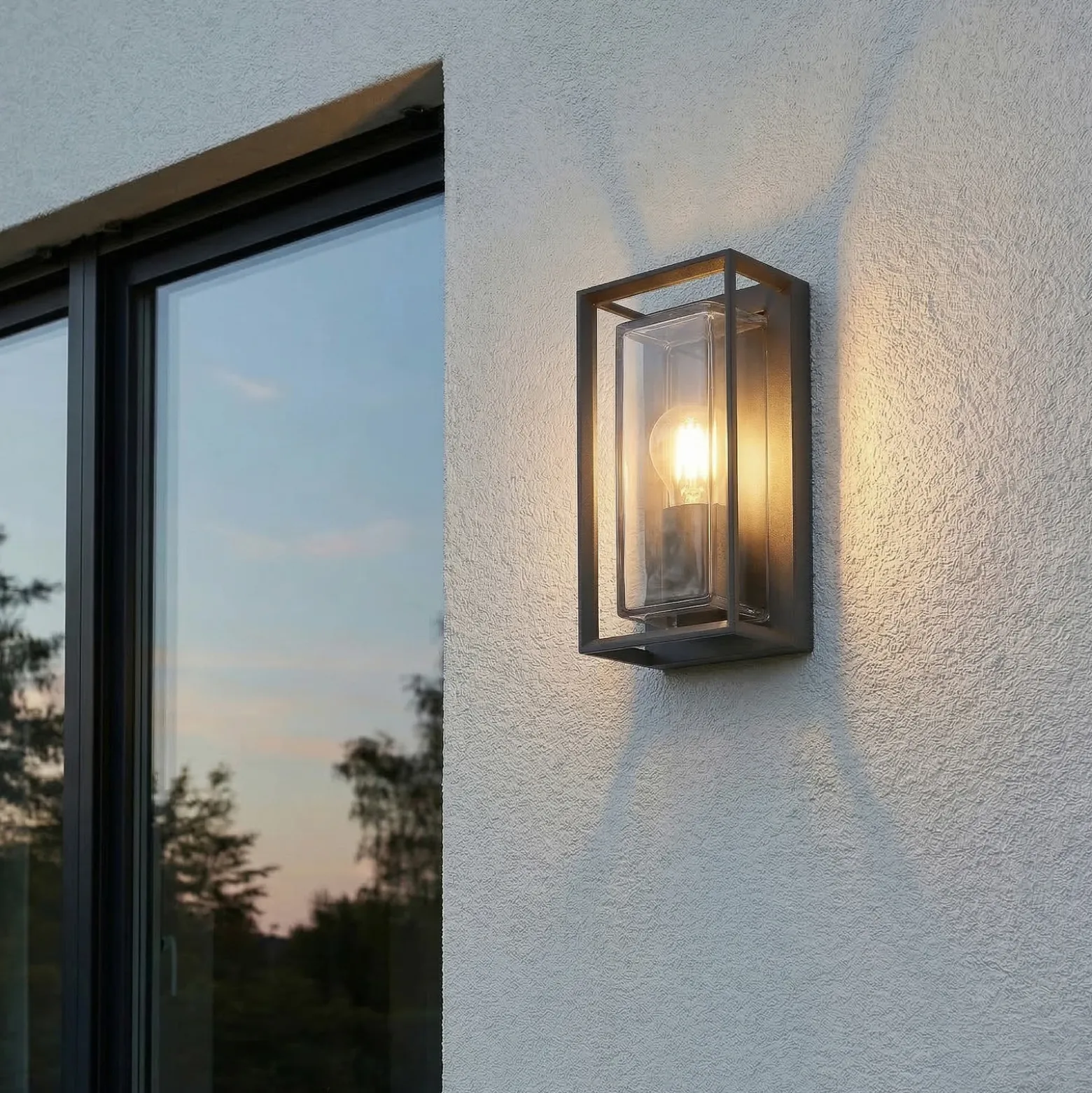 Aplique de exterior Arcchio Ismera, 25 cm, antracita, sensor