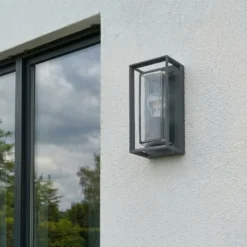 Aplique de exterior Arcchio Ismera, 25 cm, antracita, sensor