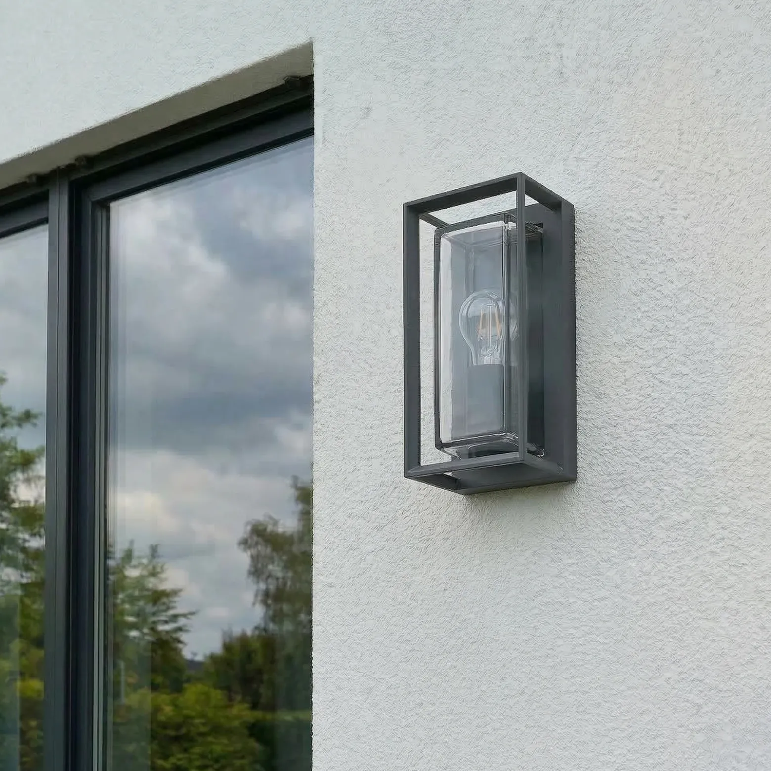 Aplique de exterior Arcchio Ismera, 25 cm, antracita, sensor