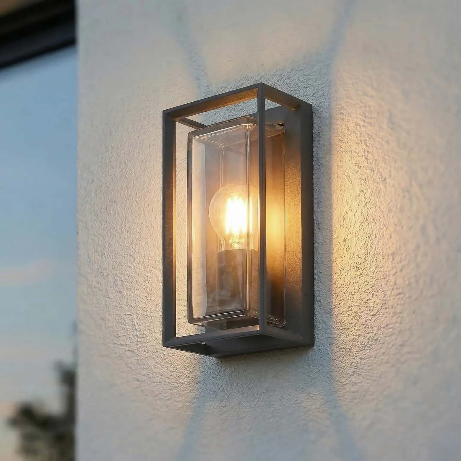 Aplique de exterior Arcchio Ismera, 25 cm, antracita, sensor