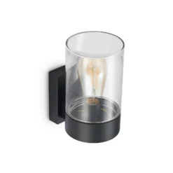 Aplique de exterior Arcchio Liljana, negra, 21 cm, IP65, cristal