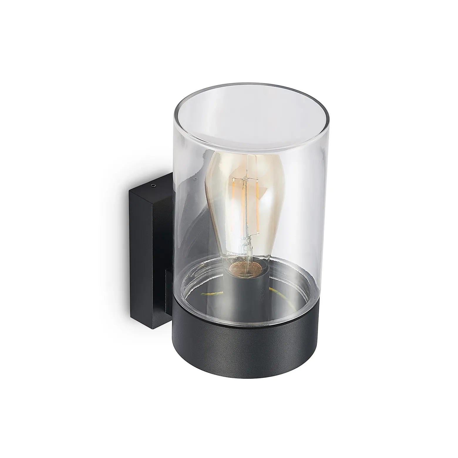Aplique de exterior Arcchio Liljana, negra, 21 cm, IP65, cristal