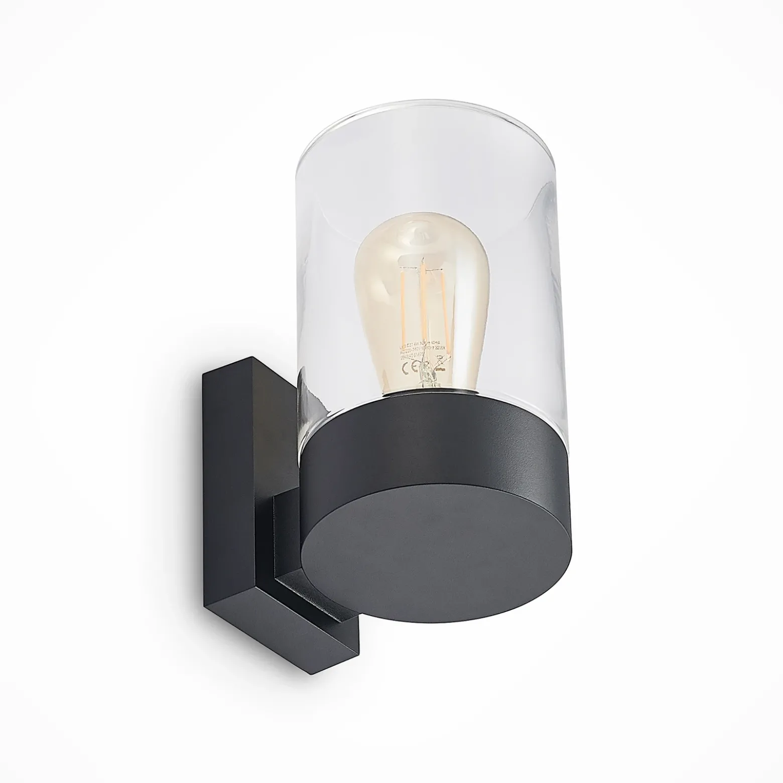 Aplique de exterior Arcchio Liljana, negra, 21 cm, IP65, cristal
