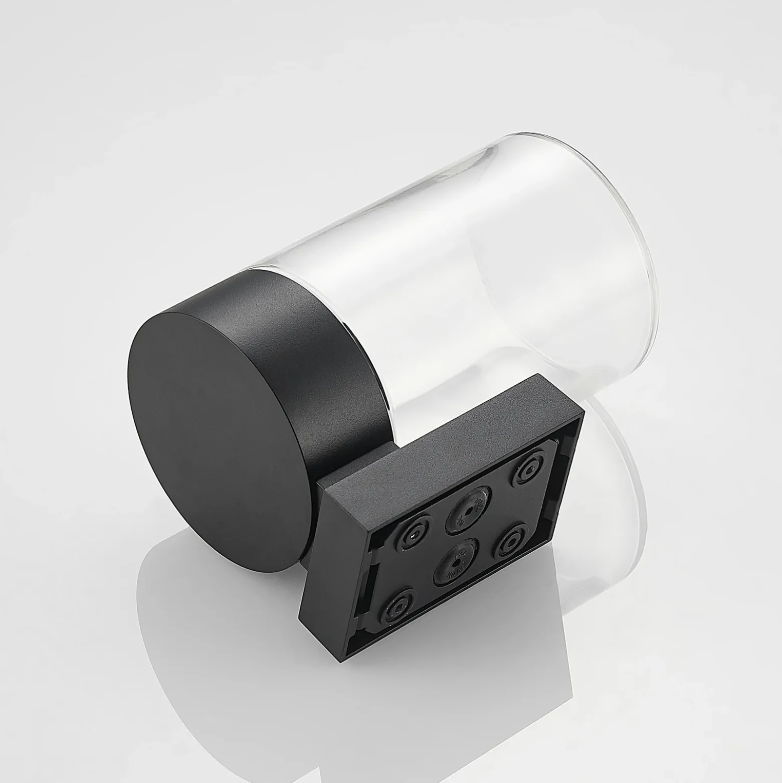 Aplique de exterior Arcchio Liljana, negra, 21 cm, IP65, cristal