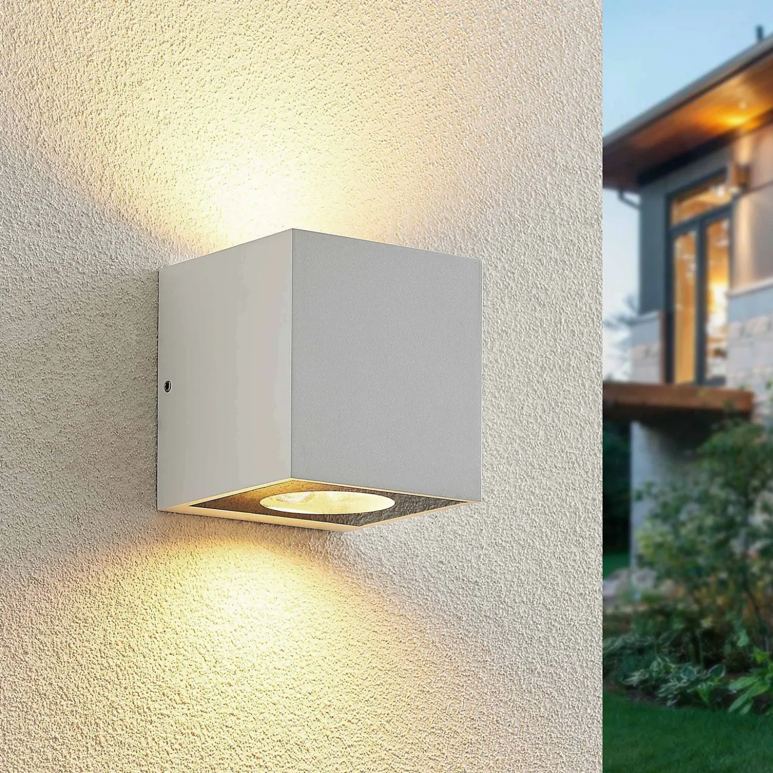Aplique de exterior Arcchio Tassnim, 2 luces, blanca, GX53