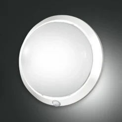 Aplique de exterior Armilla, blanco, detector de movimiento, Ø 30 cm