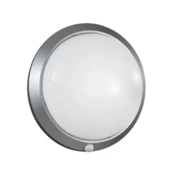 Aplique de exterior Armilla, plata, detector de movimiento, Ø 30 cm