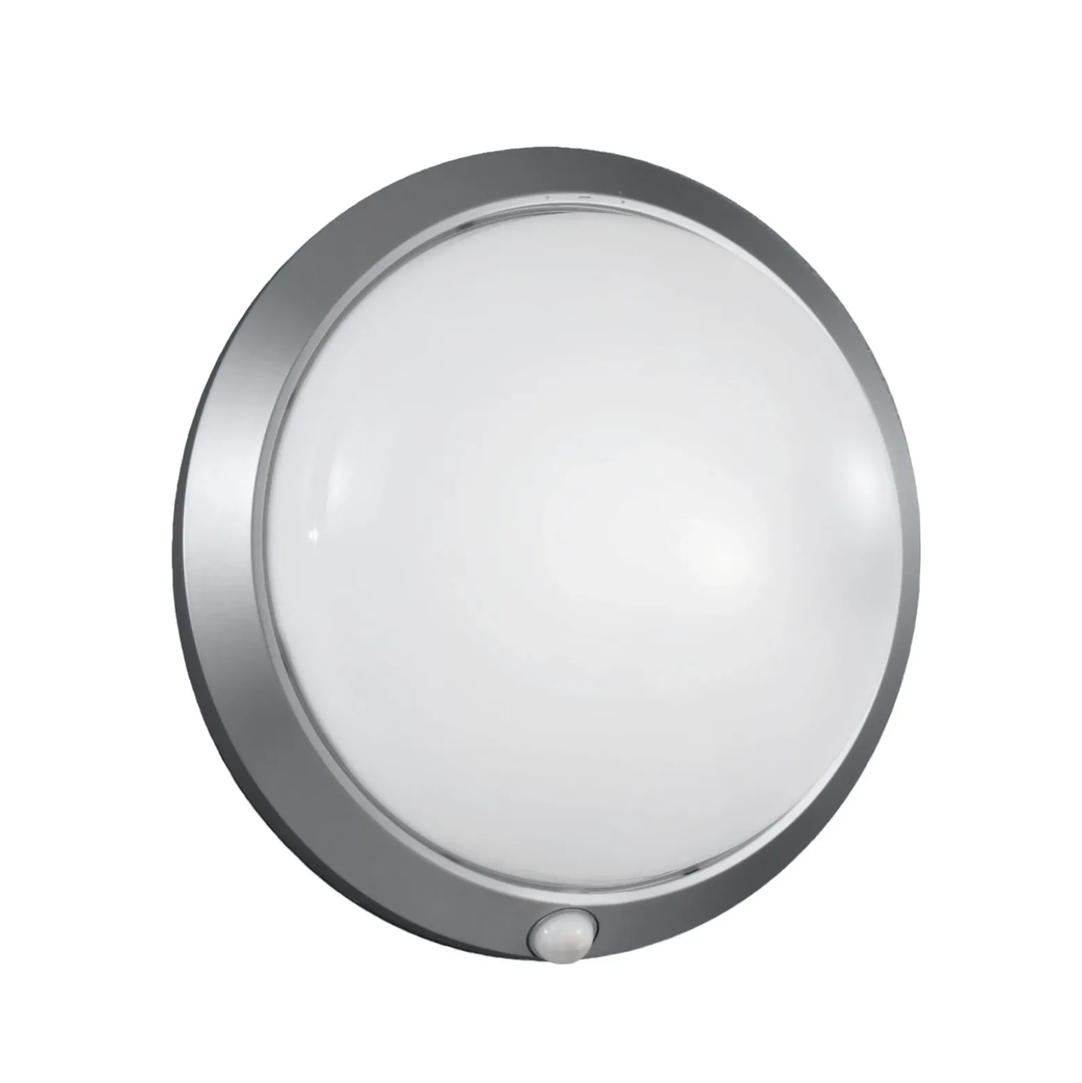Aplique de exterior Armilla, plata, detector de movimiento, Ø 30 cm