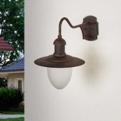 Aplique de exterior Aruba, Ø 25 cm, marrón óxido