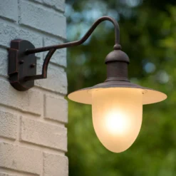 Aplique de exterior Aruba, Ø 25 cm, marrón óxido