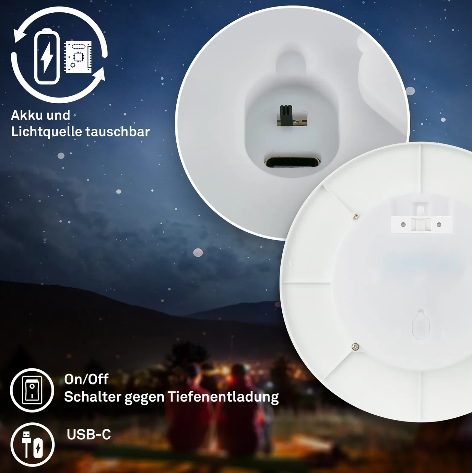 Aplique de exterior Aurora LED recargable, blanco, regulador táctil, IP54