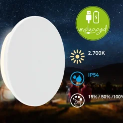 Aplique de exterior Aurora LED recargable, blanco, regulador táctil, IP54