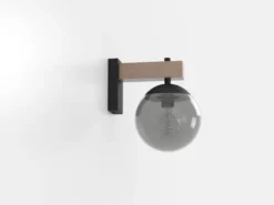 Aplique de exterior Bufalata, negro/madera/gris humo