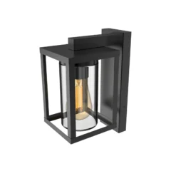 Aplique de exterior Calex, acero inoxidable, portalámpara inferior, negro