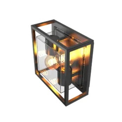 Aplique de exterior Calex, 2 luces, arriba/abajo, aluminio, negro