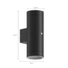 Aplique de exterior Calex Pavia GU10, arriba/abajo, negro, sensor
