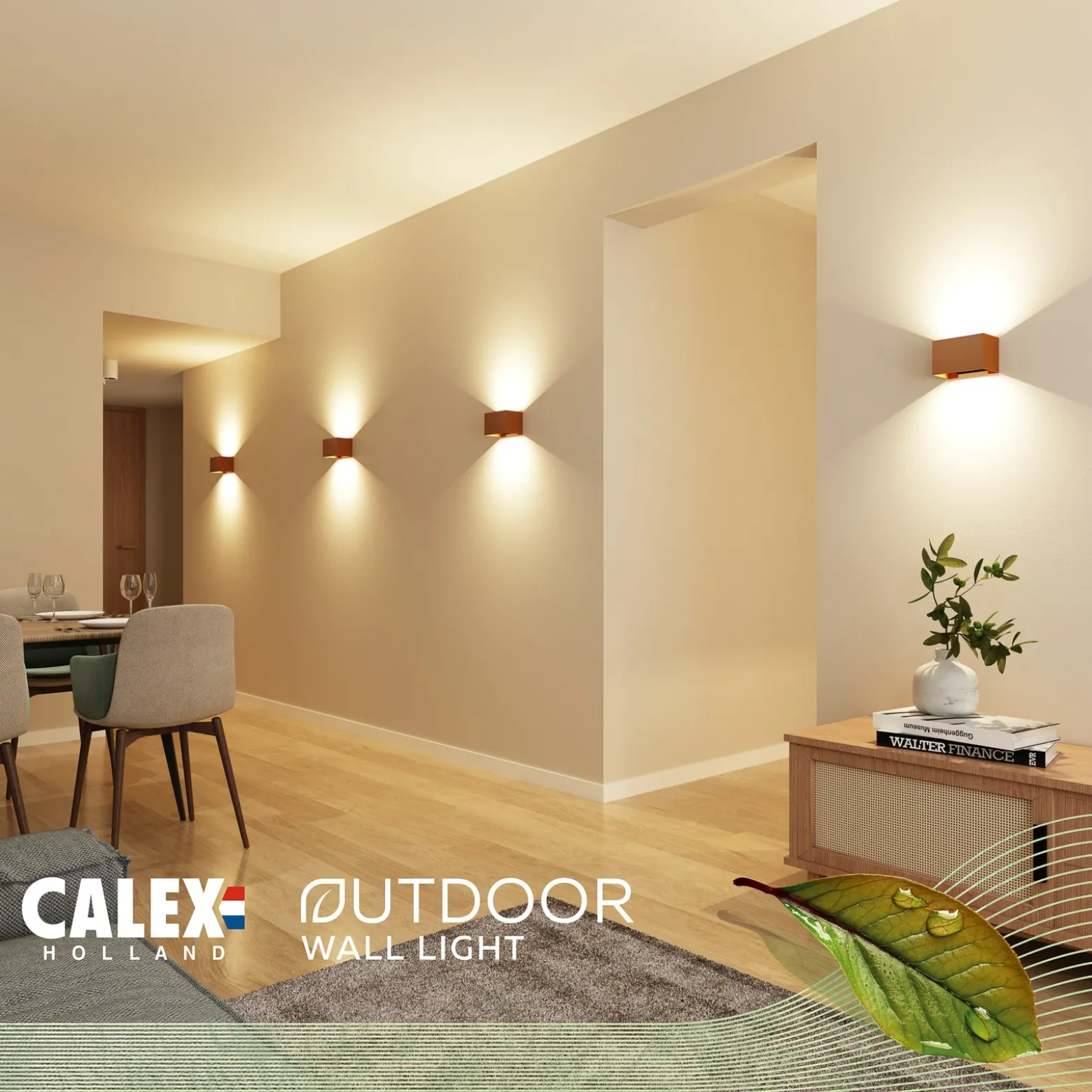 Aplique de exterior Calex Rectángulo Up/down altura 10cm marrón óxido