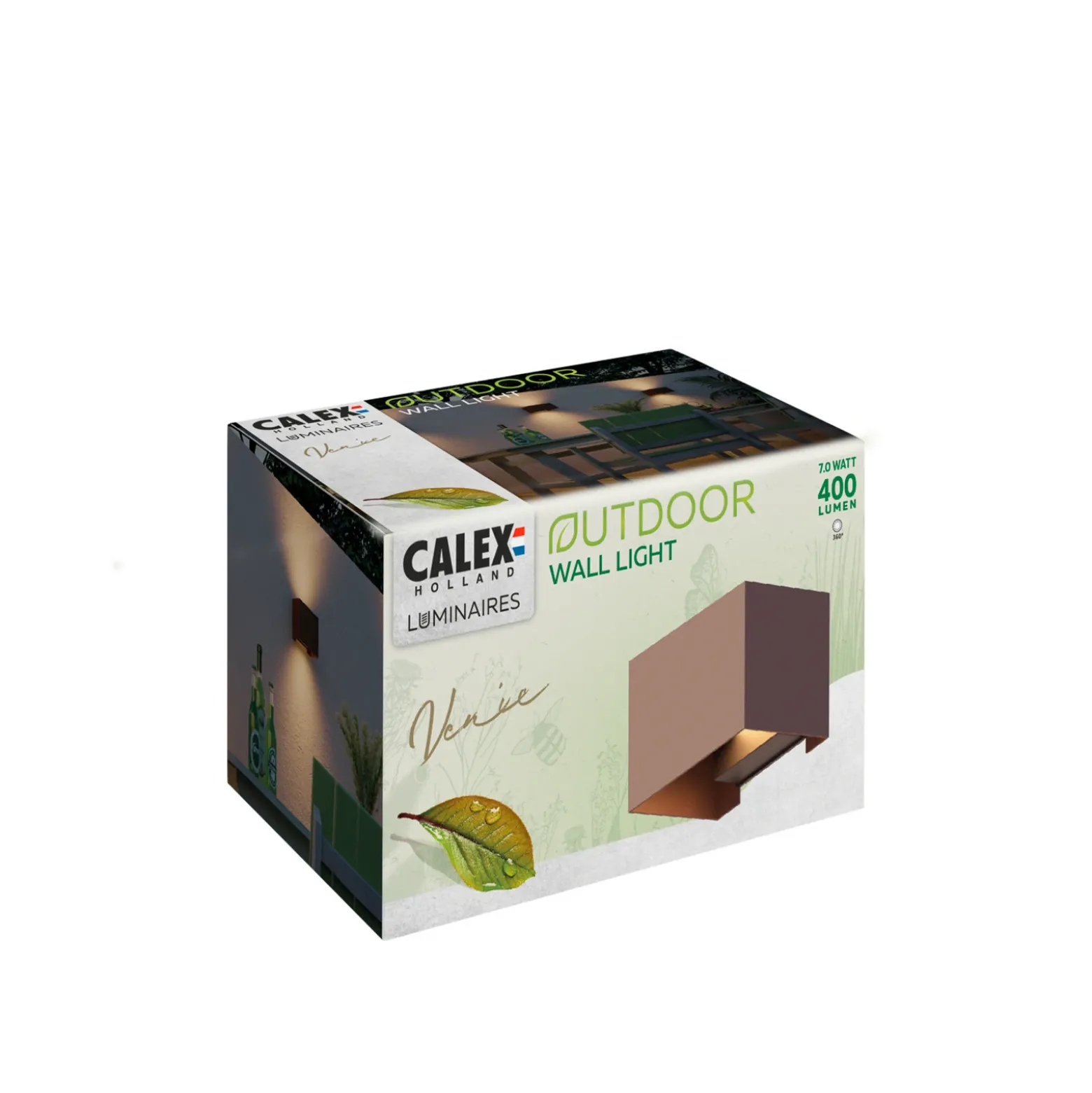 Aplique de exterior Calex Rectángulo Up/down altura 10cm marrón óxido