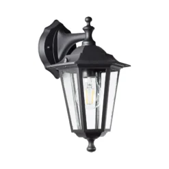 Aplique de exterior Carleen, colgante, negro, metal, cristal