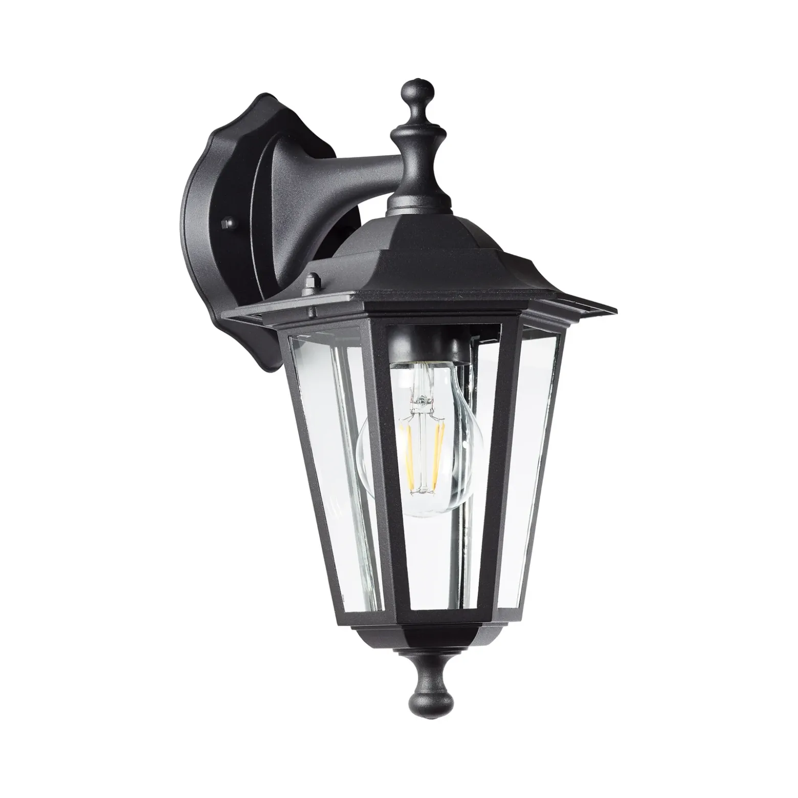 Aplique de exterior Carleen, colgante, negro, metal, cristal