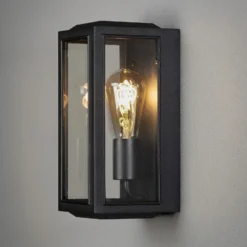 Aplique de exterior Carpi, negro, 12,5 x 30 cm