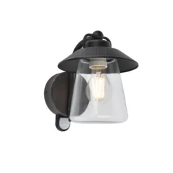 Aplique de exterior con sensor CATE, negra, 22 cm, IP44, E27