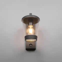 Aplique de exterior con sensor CAVADO, antracita, altura 28 cm, IP44