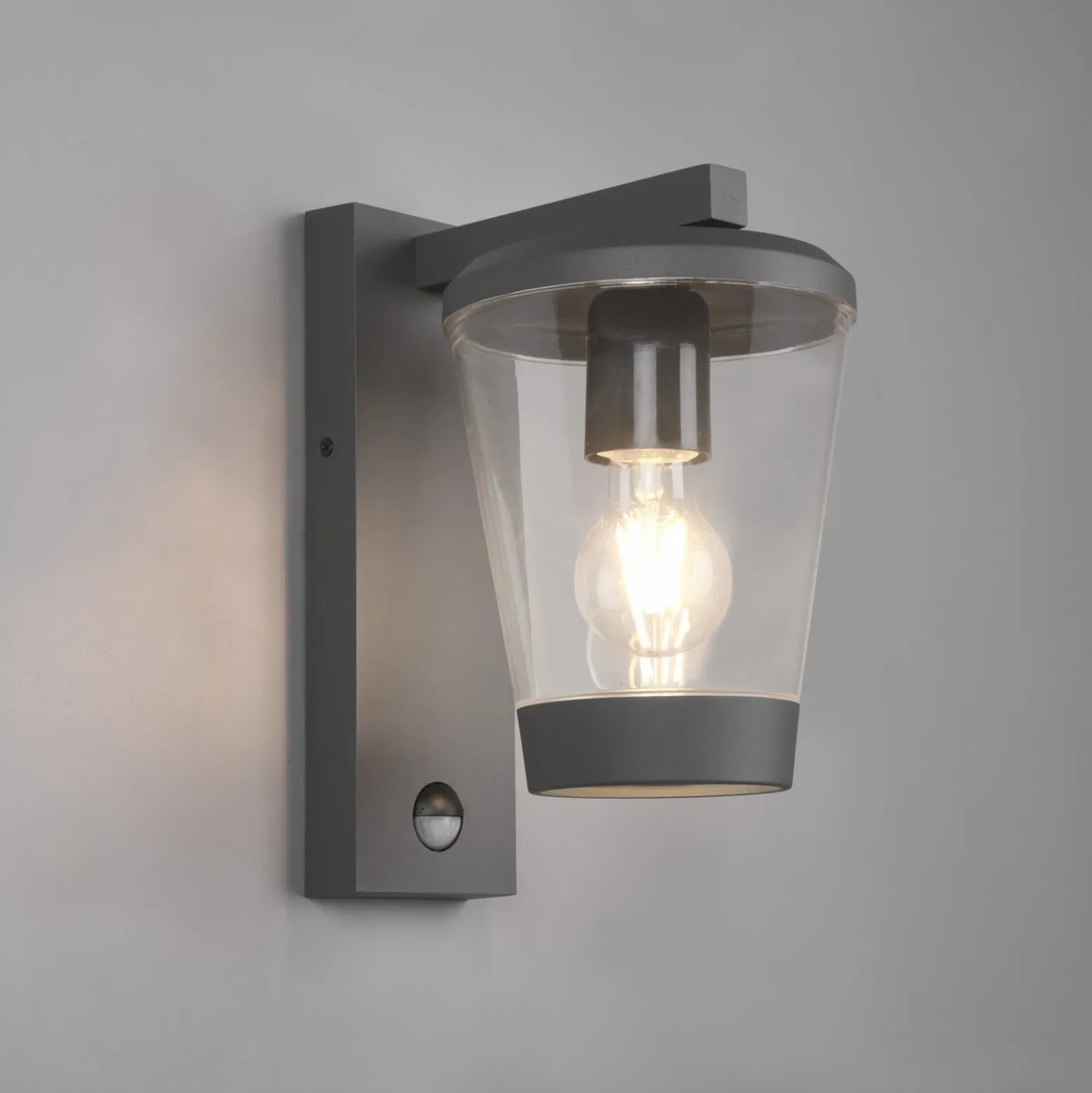 Aplique de exterior con sensor CAVADO, antracita, altura 28 cm, IP44