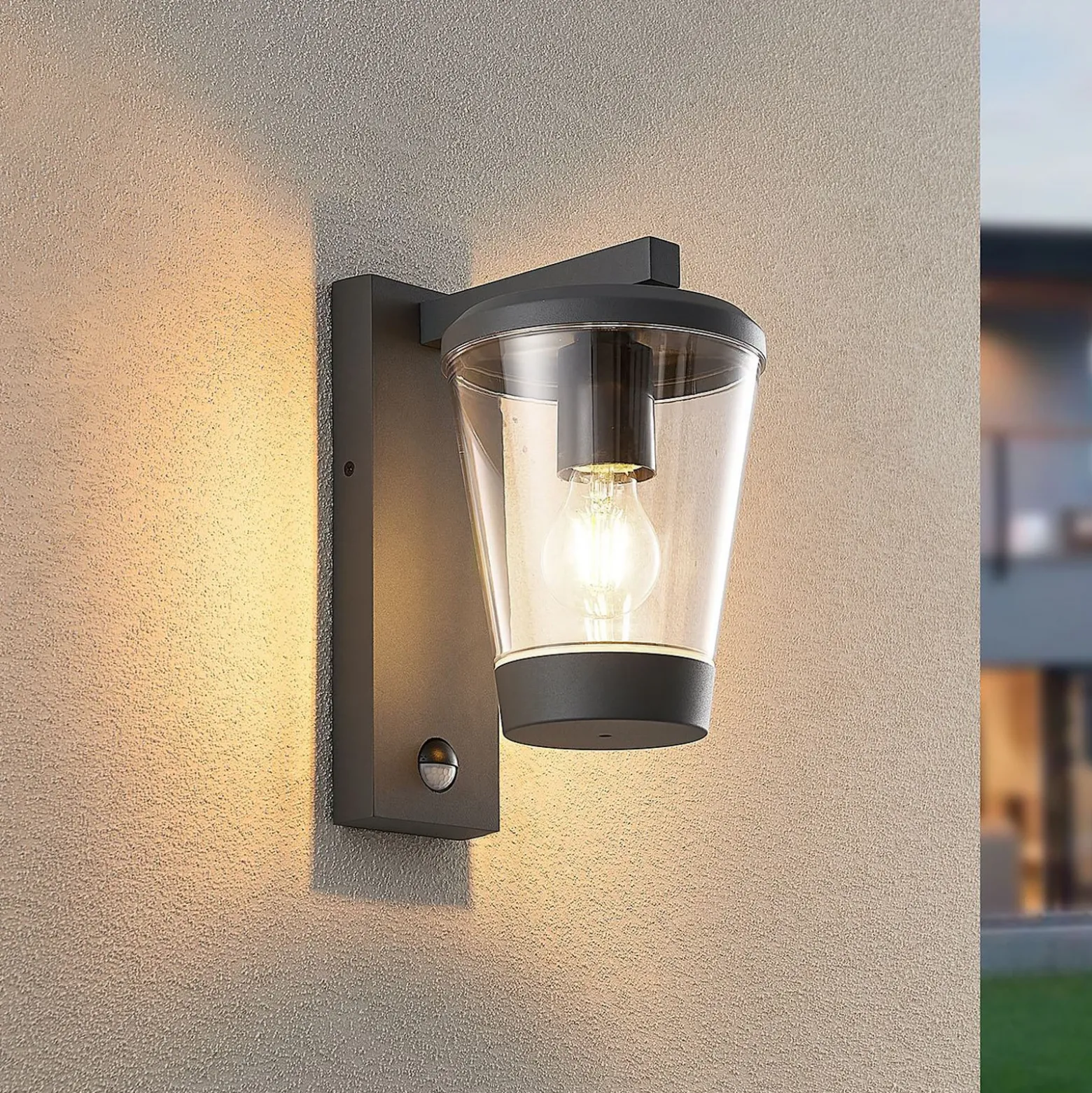 Aplique de exterior con sensor CAVADO, antracita, altura 28 cm, IP44