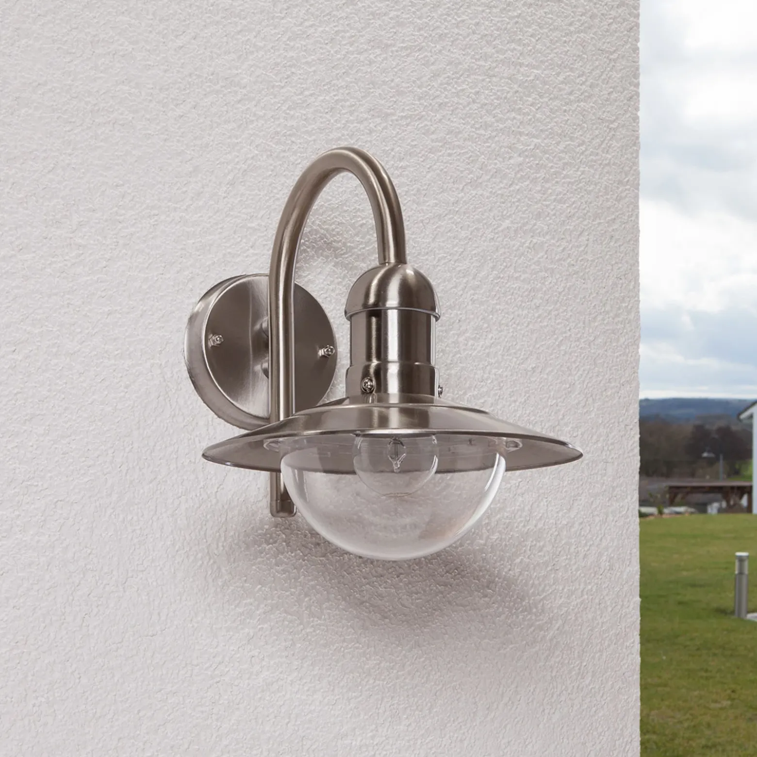 Aplique de exterior Damion de Lindby, 30 cm, acero inoxidable, E27, IP44