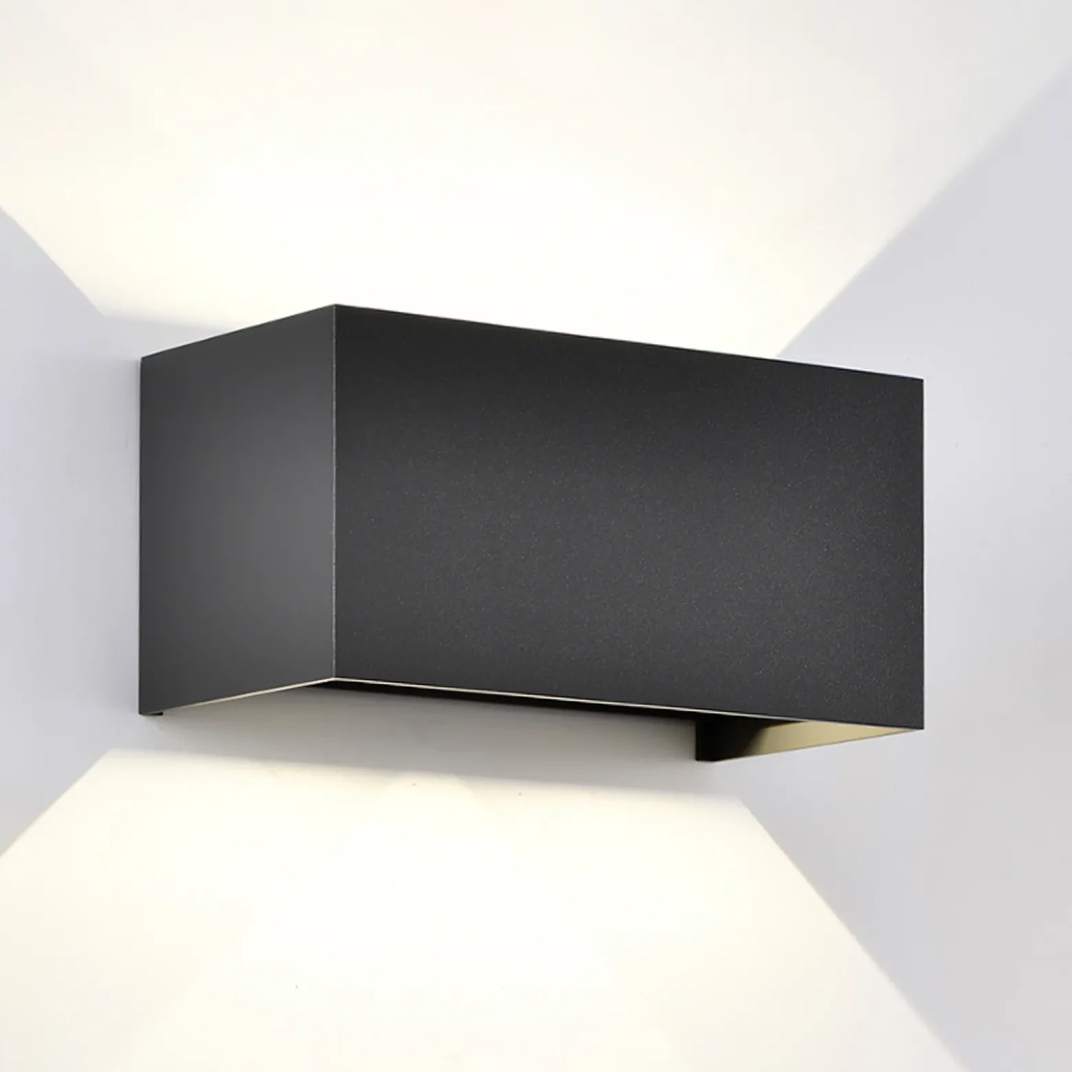Aplique de exterior Davos doble, gris, atenuable, aluminio