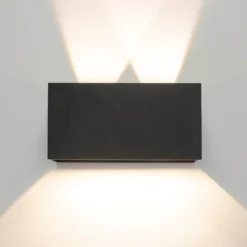 Aplique de exterior Davos doble, gris, atenuable, aluminio