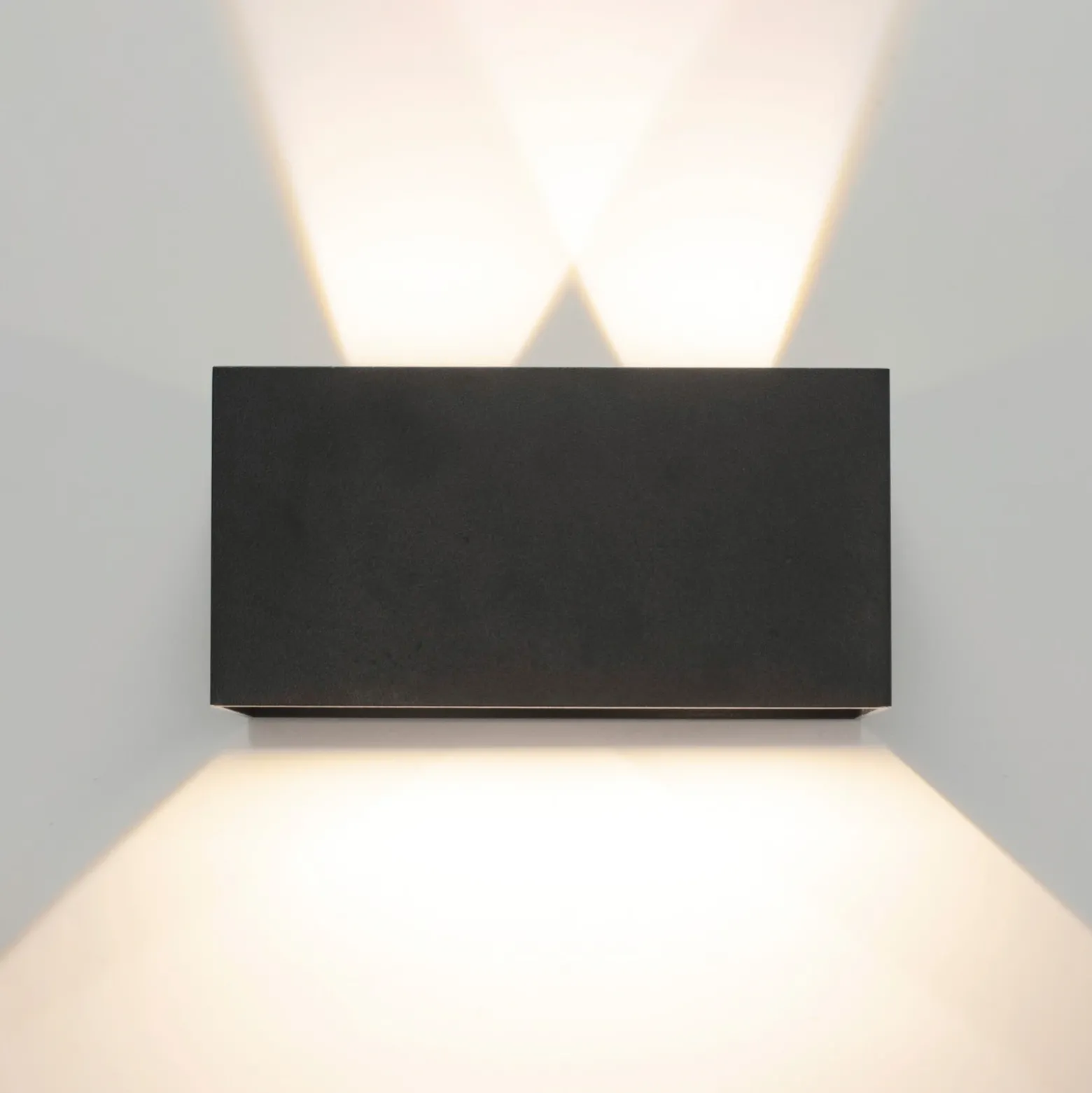 Aplique de exterior Davos doble, gris, atenuable, aluminio