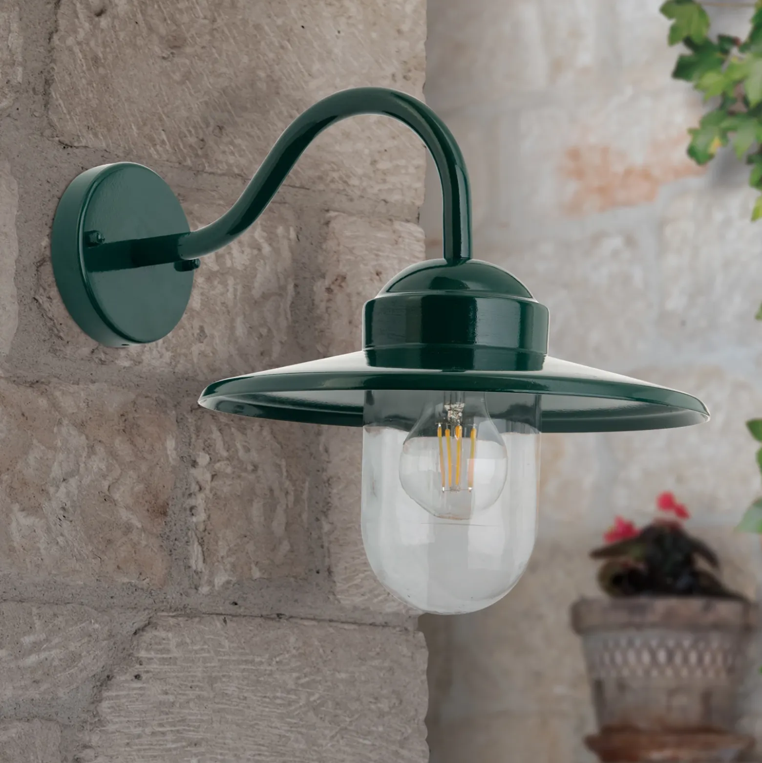 Aplique de exterior Edward en estilo vintage verde oscuro